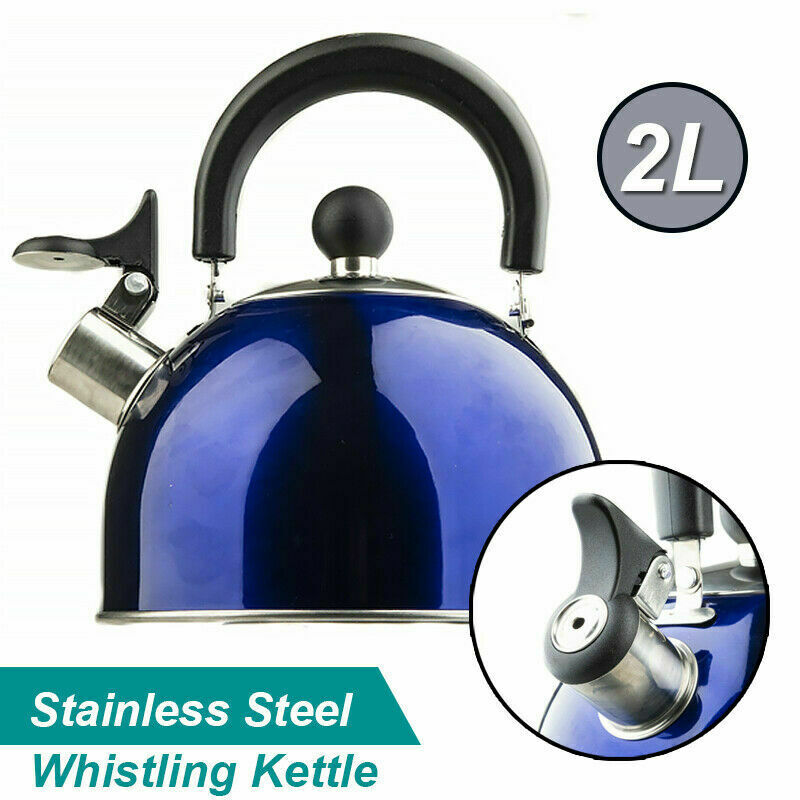 Adventure 2L Portable Camping Kettle Blue Stainless Steel Whistling