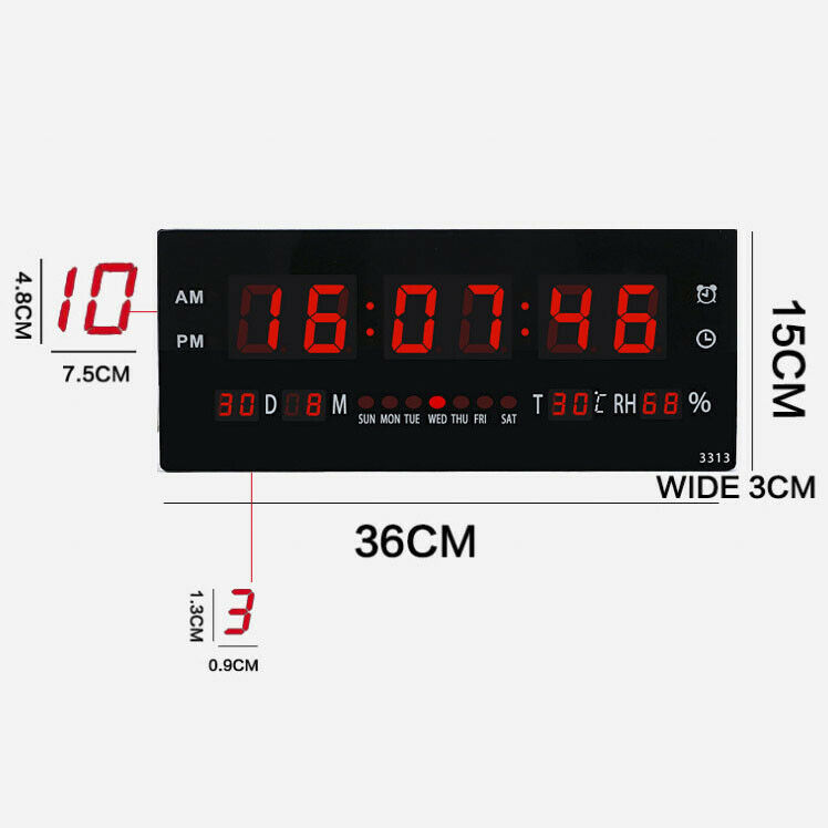 Digital Home Large Big Jumbo LED Wall Desk Clock With Calendar ...