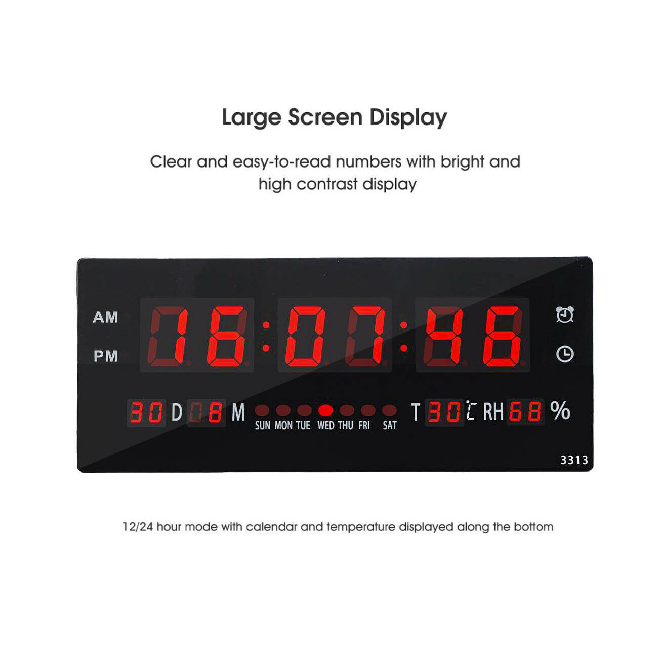 Digital Home Large Big Jumbo LED Wall Desk Clock With Calendar ...