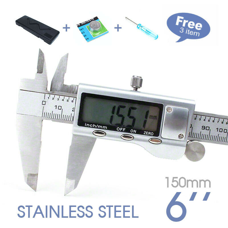 Stainless Steel Electronic Digital LCD Vernier Caliper Micrometer New 150mm 6”