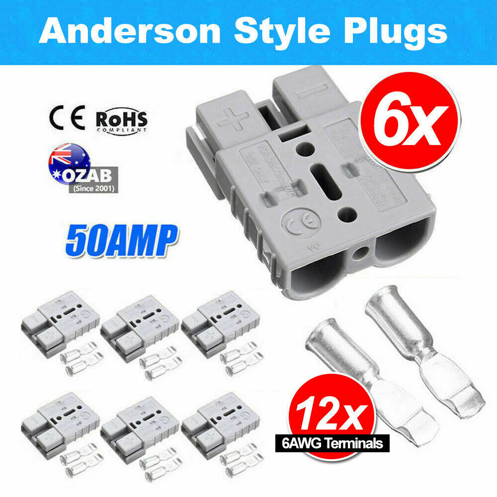 s-l1600-109.jpg 6X Anderson Style Plug Exterior DC Solar Caravan Power 50 AMP 12-24V Connectors