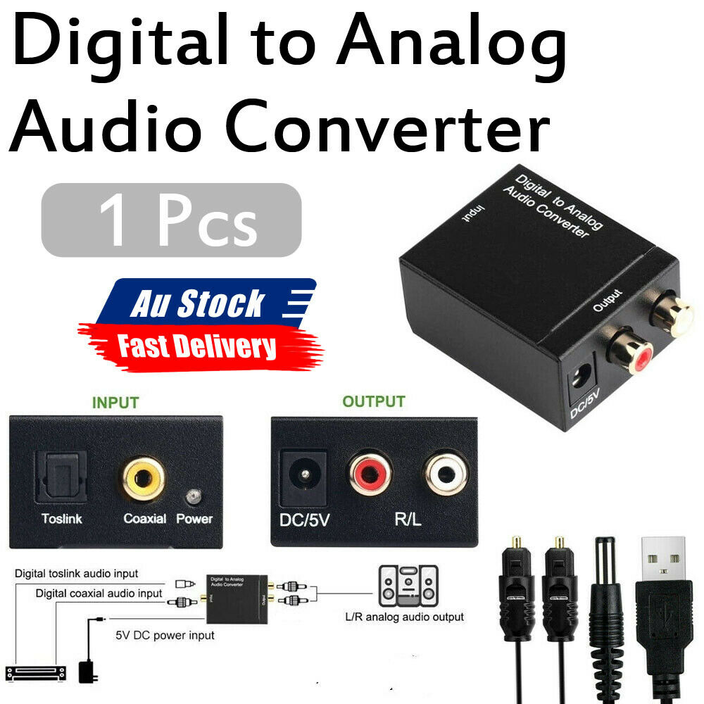 Audio to Analog Converter Adapter 3.5mm Digital Optical Coaxial Toslink DAC RCA