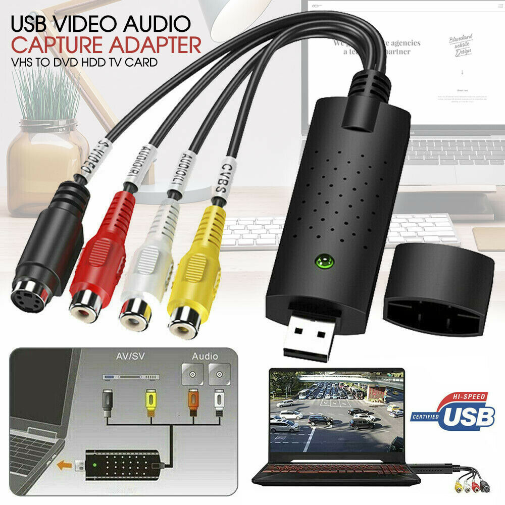 USB 2.0 VHS Tapes Tape to DVD VCR Audio Video Converter Capture Card Adapter PC