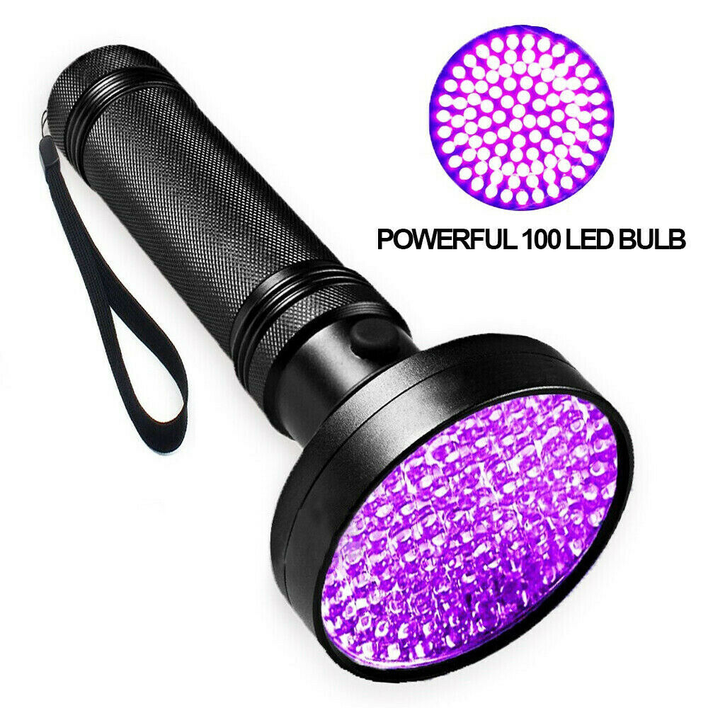 100 LED UV Flashlight Torch Light Lamp Ultraviolet Blacklight Aluminum 395 nM