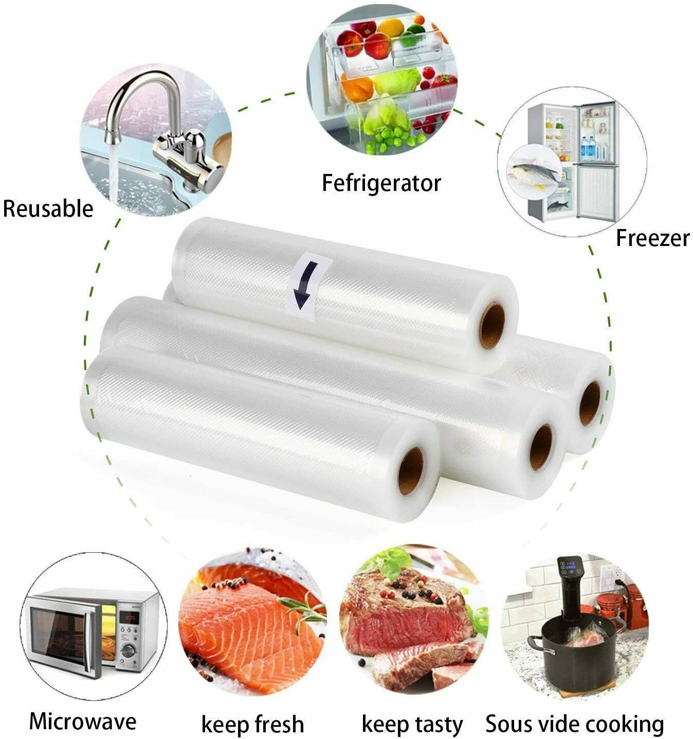 10?Vacuum Food Sealer Rolls Saver Bag Seal Storage Commercial Heat ...